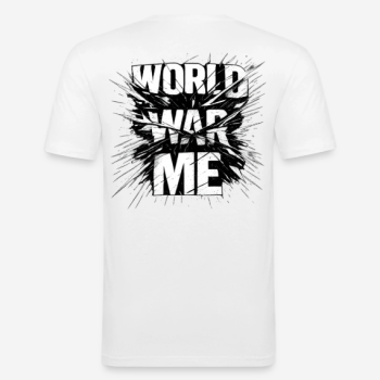 WORLD WAR ME Slim Fit T-Shirt in weiß mit Rückendruck